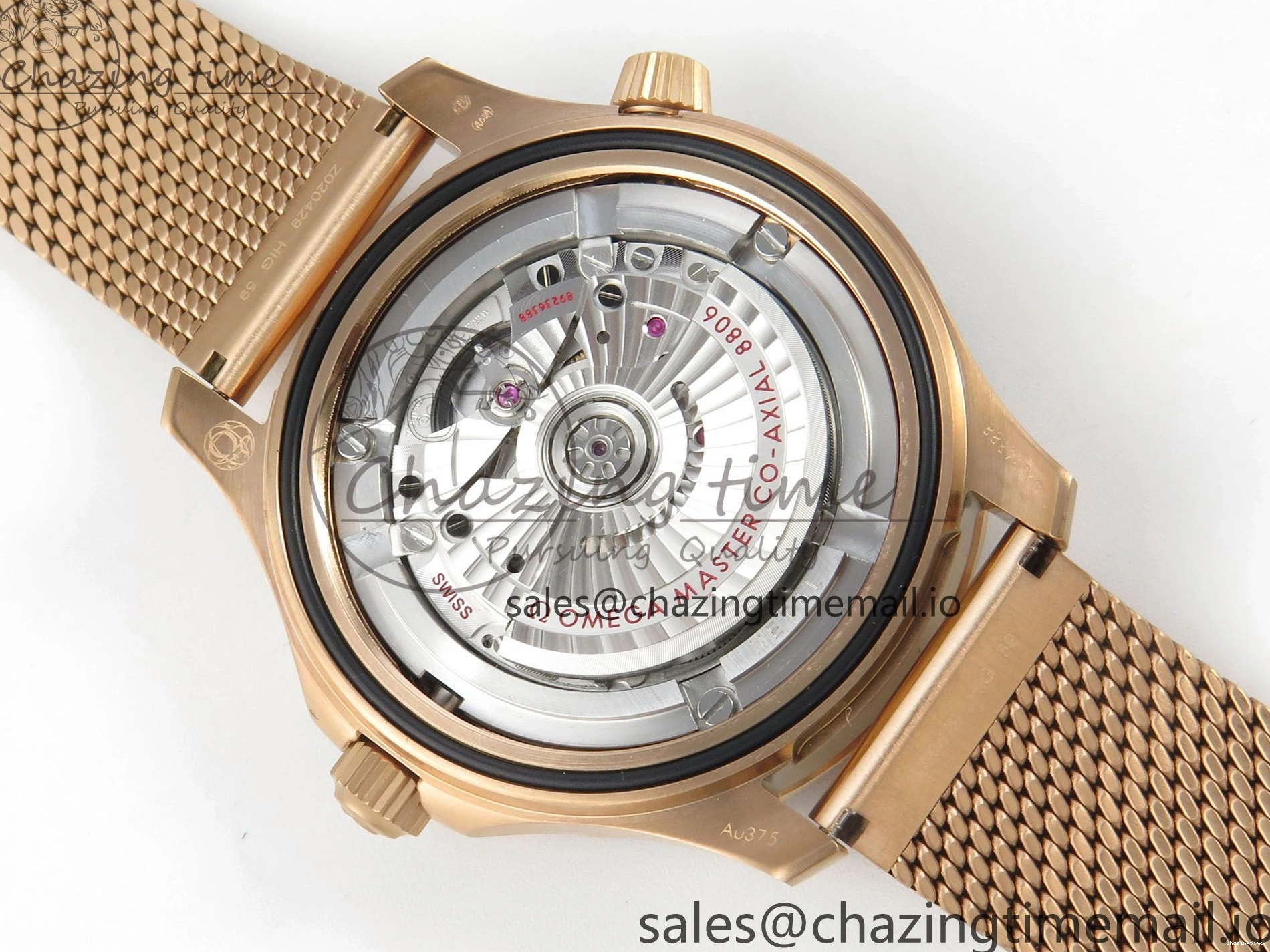 0322 Stylish Seamaster 300M Diver Rose Gold VSF 1:1 Best Edition Black Dial on Mesh Bracelet A 7662